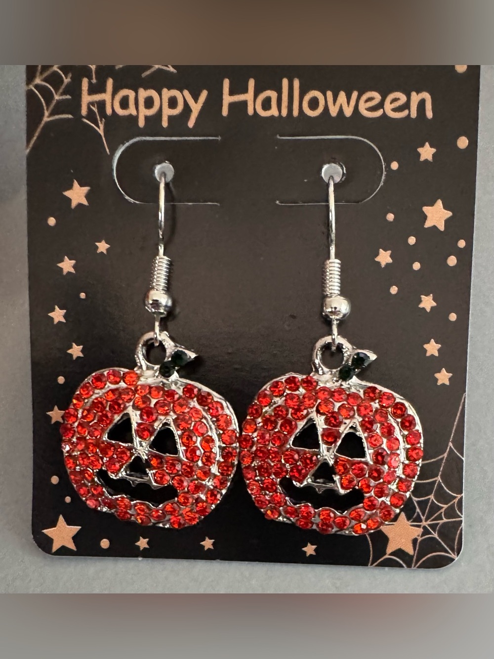 Halloween orange Crystal Pumpkin Dangle Earrings